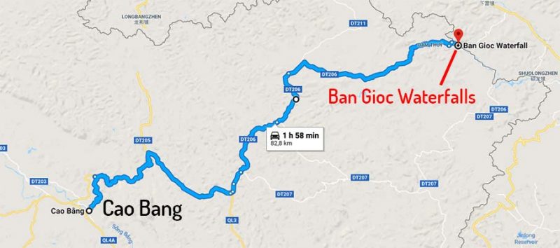 Ban Gioc Waterfall map