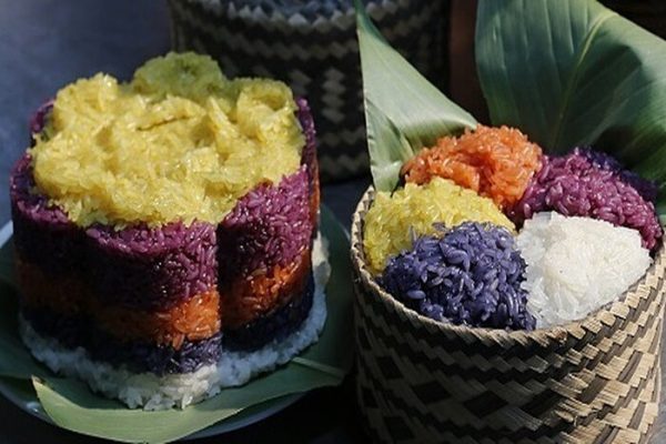 Five-color sticky rice is present in most important events of the highland people.