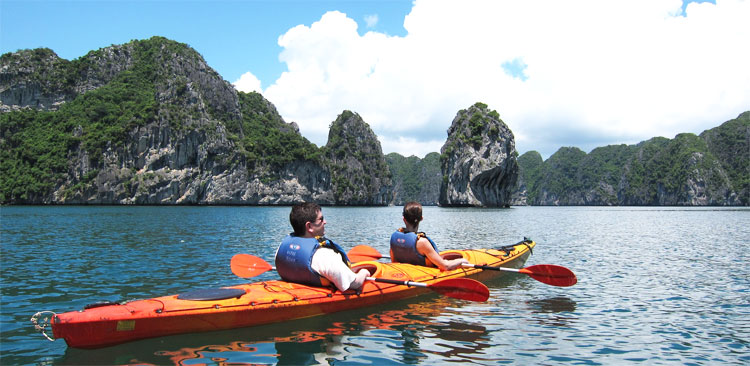 Kayaking in Halong Bay