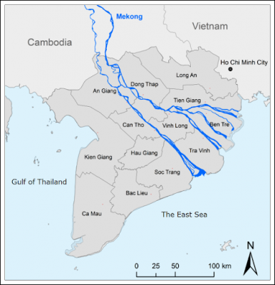 Map of Vietnamese Mekong Delta