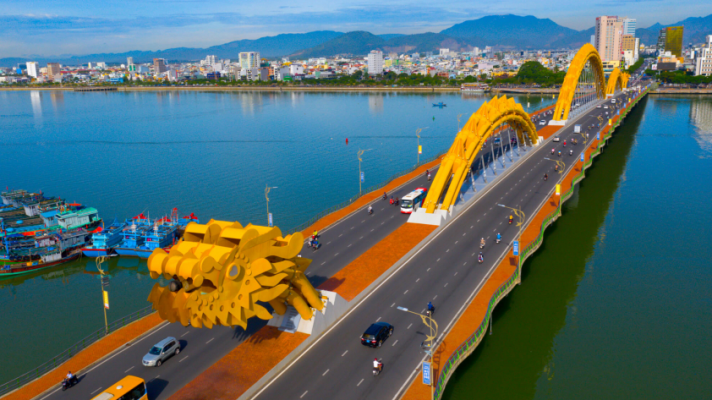 Close-up of Dragon Bridge in Danang