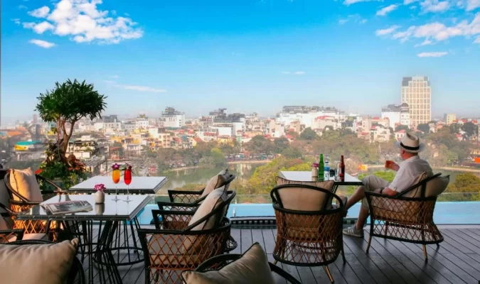 The Oriental Jade Hotel has beautiful views of Hoan Kiem Lake.