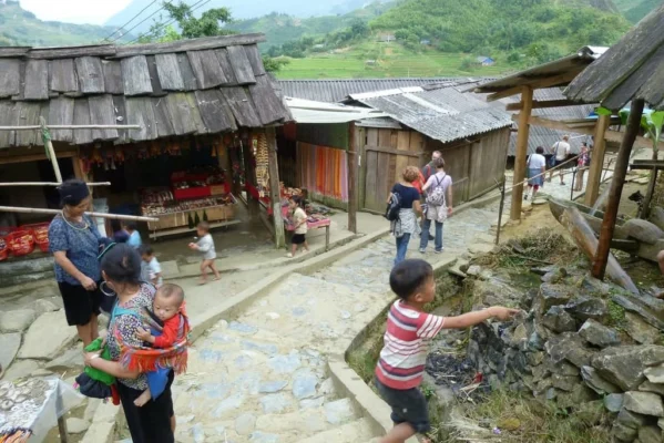 Tourists visit ethnic minority villages in Sapa.