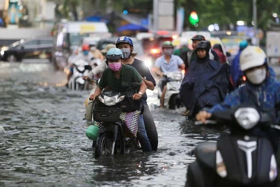 The roads are often flooded due to heavy rain in Ho Chi Minh City