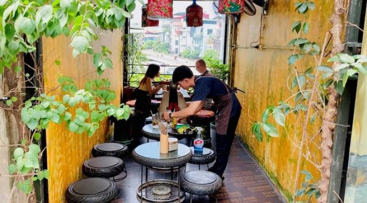 Alley coffee shop in Hanoi.