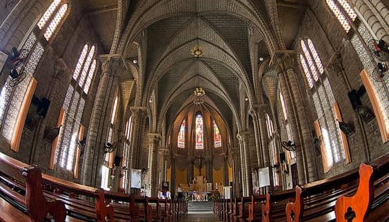 The church is made of stone with exquisite details.