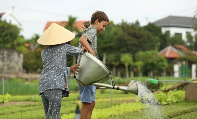 Visitors can experience traditional vegetable growing methods.